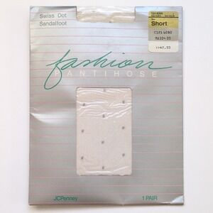 Vintage JCPenny Fashion Pantihose - Swiss Dot Sandlefoot‎ Tight - Short Petite
